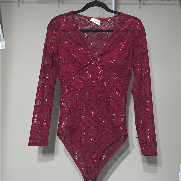 Red, sparkly Body suite. - Picture 1 of 1